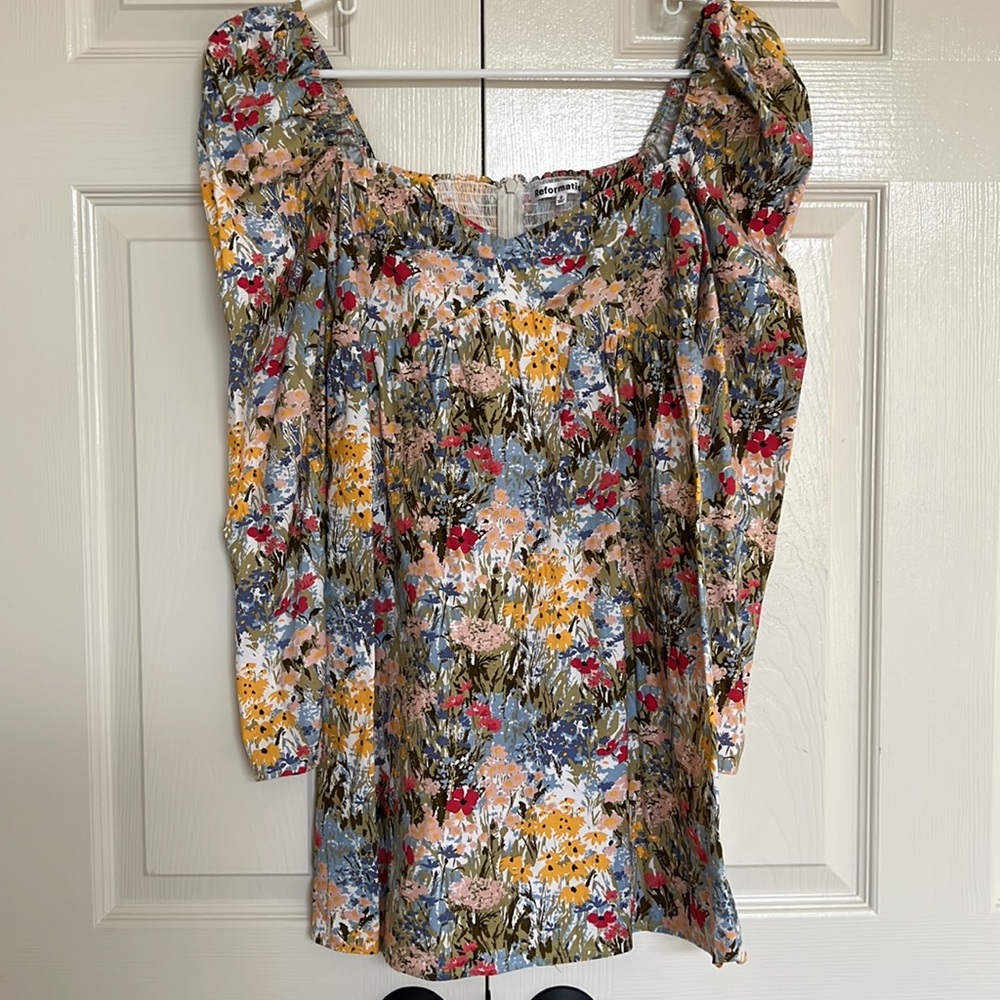 Reformation floral long sleeve minidress size 0